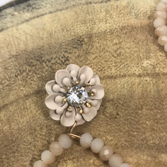 SOLD << Flower Rhinestone Bead Hoop Earrings >> - Picture 2 of 5